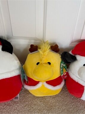 3 Squishmallow Peanuts Holiday Snoopy and Woodstock